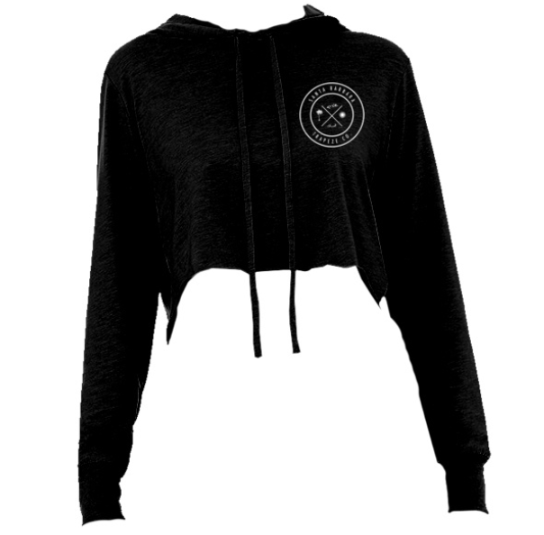 LADIES FLOWY CROP HOODIE.